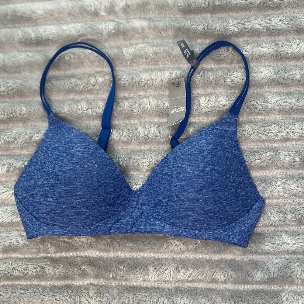 NWT Aerie Real Sunnie Wireless Bra - 32B - Royal Blue Heather
